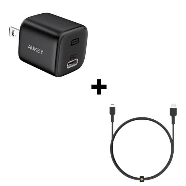Bộ combo cáp sạc Aukey 20W Lightning CB-CL3 màu đen