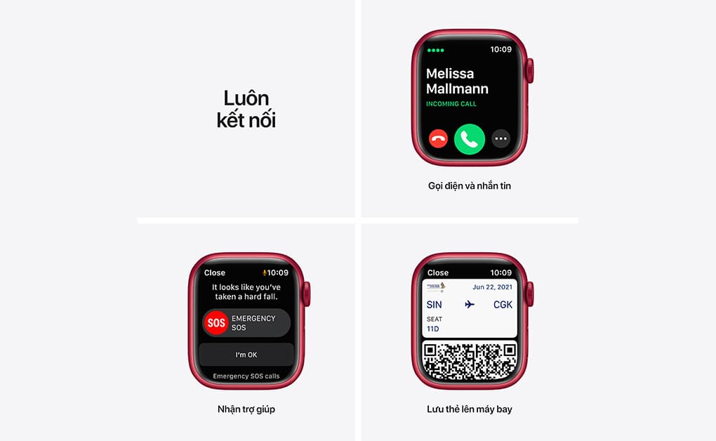 Apple Watch Series 7 45mm (GPS) Viền nhôm - Dây cao su Chính Hãng (VN/A)-Màu đỏ - ảnh 7