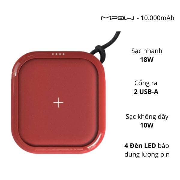 Pin sạc dự phòng kiêm sạc không dây Mipow Cube 100