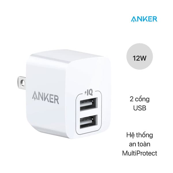 Sạc Anker PowerPort Mini 2 cổng, 12w - A2620 - ảnh 1