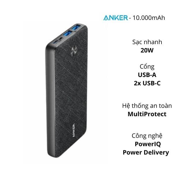 Pin sạc dự phòng Anker PowerCore Slim 10000 PD - A1244