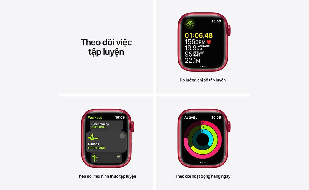 Apple Watch Series 7 45mm (GPS) Viền nhôm - Dây cao su Chính Hãng (VN/A)-Màu đỏ - ảnh 8