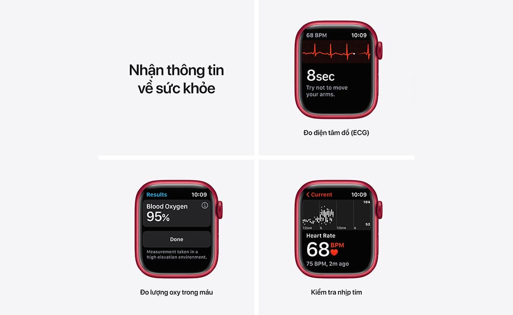 Apple Watch Series 7 45mm (GPS) Viền nhôm - Dây cao su Chính Hãng (VN/A)-Màu đỏ - ảnh 4