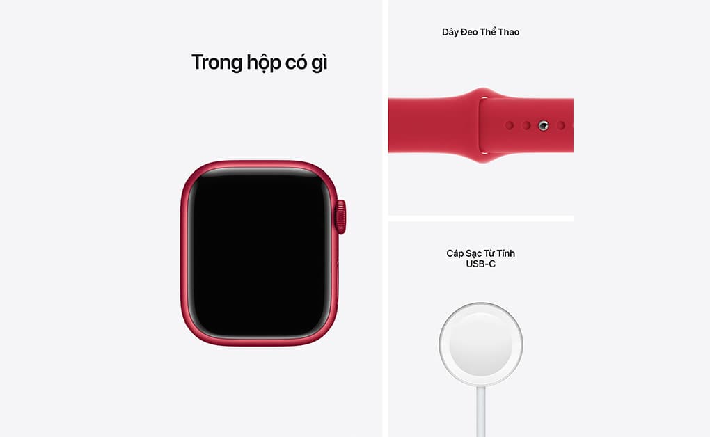 Apple Watch Series 7 45mm (GPS) Viền nhôm - Dây cao su Chính Hãng (VN/A)-Màu đỏ - ảnh 5