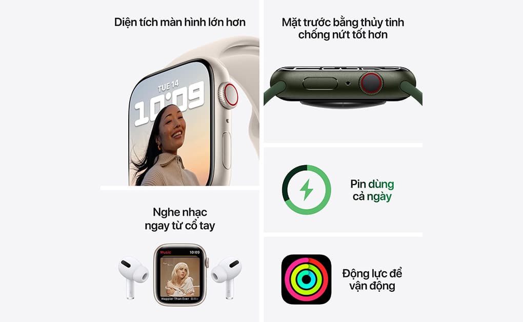 Apple Watch Series 7 45mm (GPS) Viền nhôm - Dây cao su Chính Hãng (VN/A)-Màu đỏ - ảnh 6