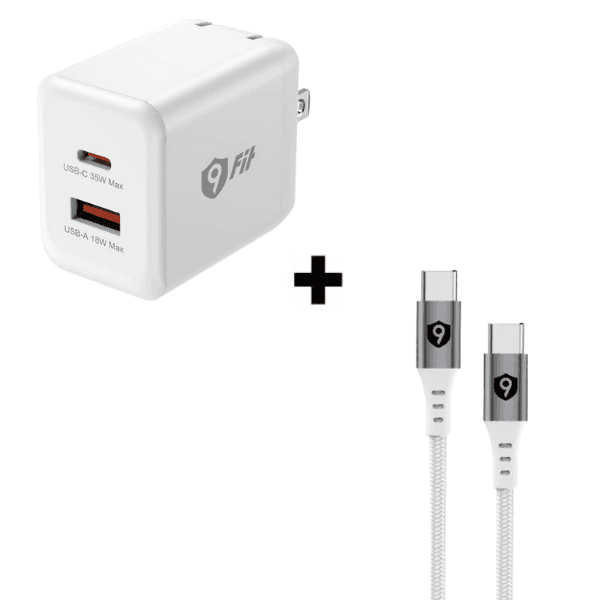Bộ Combo cáp sạc 9Fit 35W Type-C to Type-C màu trắng