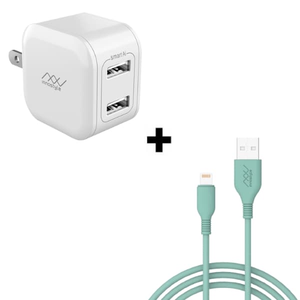 Bộ Combo cáp sạc Innostyle 12W Lightning màu xanh lá