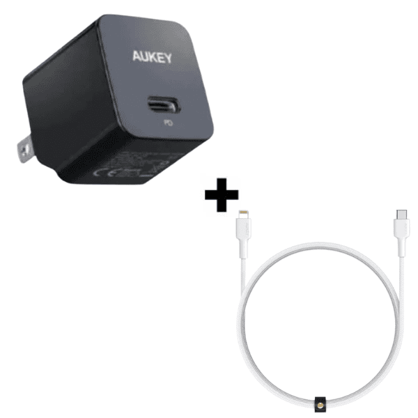 Bộ Combo cáp sạc Aukey 30W Lightning màu trắng