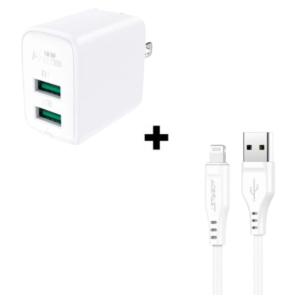 Bộ Combo cáp sạc ACEFAST 18W Lightning màu trắng