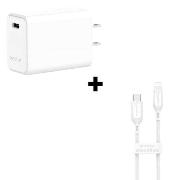 Bộ Combo cáp sạc Mophie Essential 30W Type-C to Lightning màu trắng