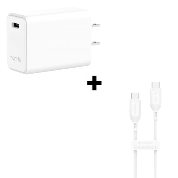 Bộ Combo cáp sạc Mophie Essential 30W Type-C to Type-C màu trắng