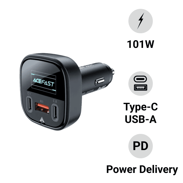 Sạc ô tô 101W (2C + A) tích hợp màn hình OLED Acefast B5 - ảnh 1